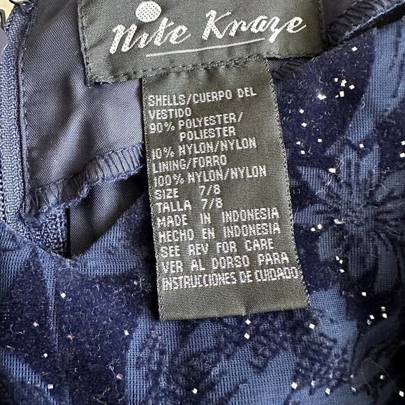Vintage 80's Nite Kraze Dark Blue/Black Velvet, Studded, Cocktail Dress- 7/8 - Picture 3 of 12